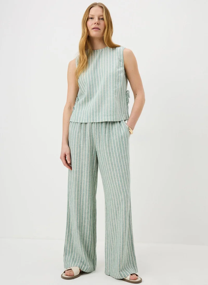 Matalan Green Stripe Linen Wide Leg Co Ord Trousers